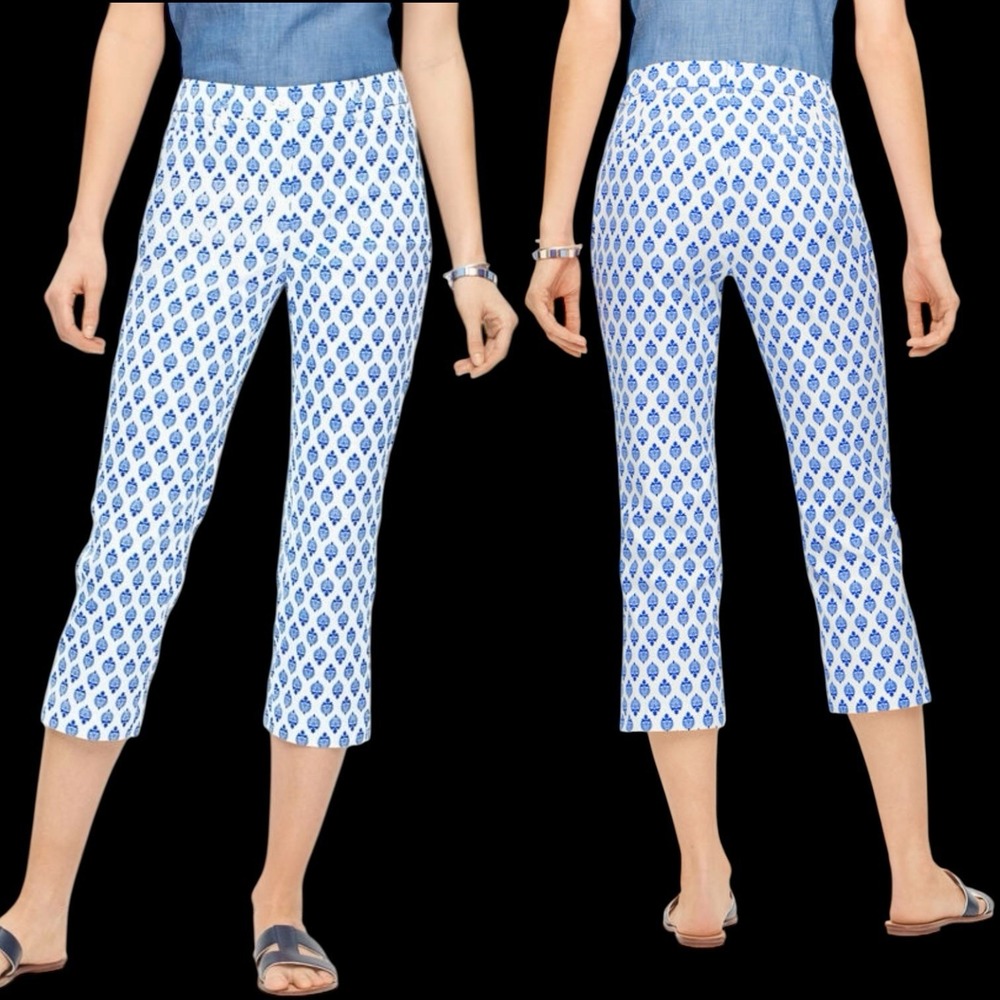 Talbots Perfect Skimmer Fan Foulard Pedal Pusher Crop Stretch Pant 98% Cotton 6P